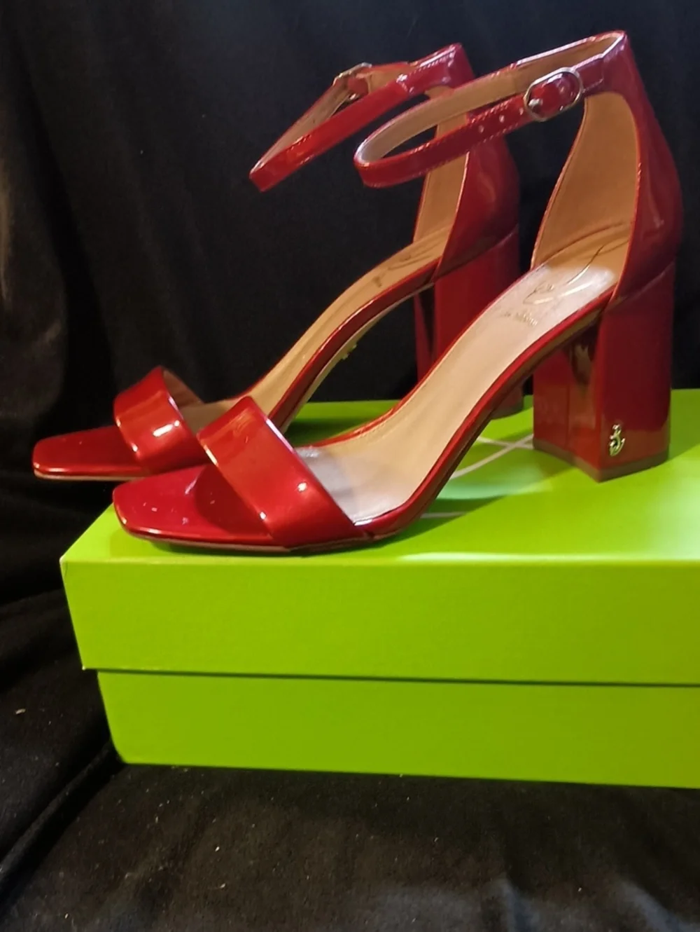 Sam Edelman DANIELLA Passion Red Block Heels w/Ankle Strap Women Sz 9M Like New